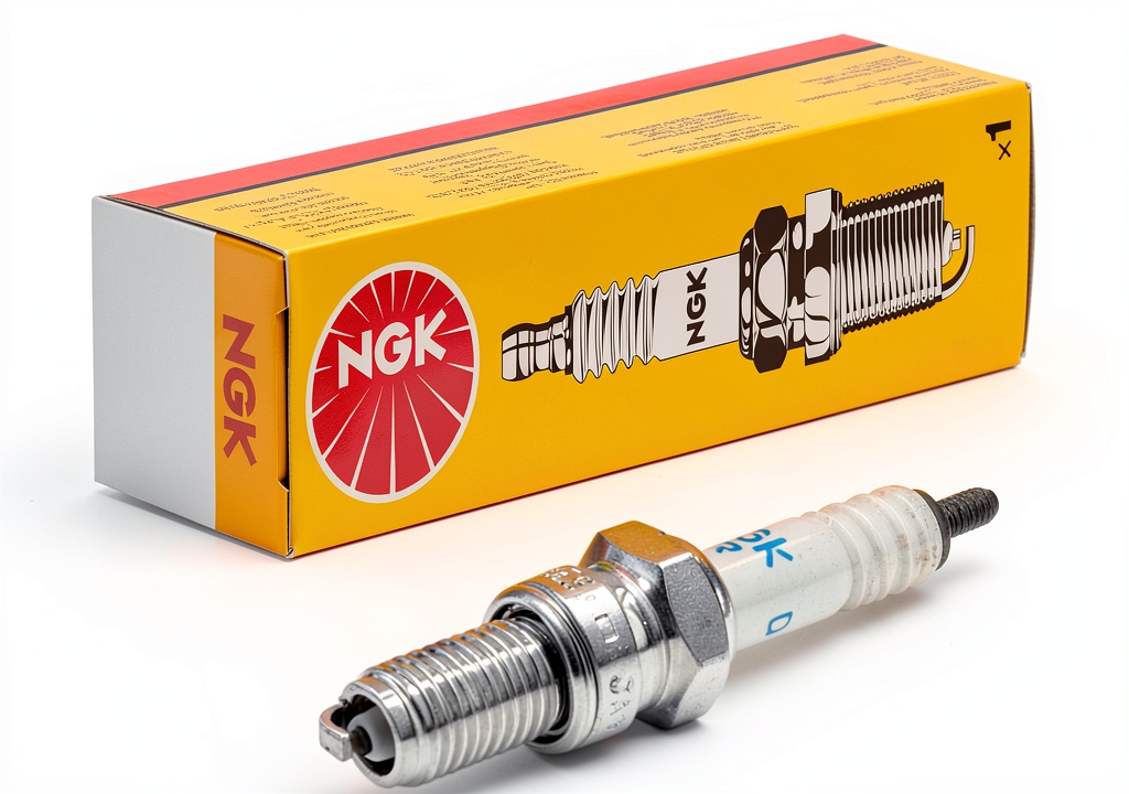 NGK DR7ES spark plug installed in a motorcycle engine