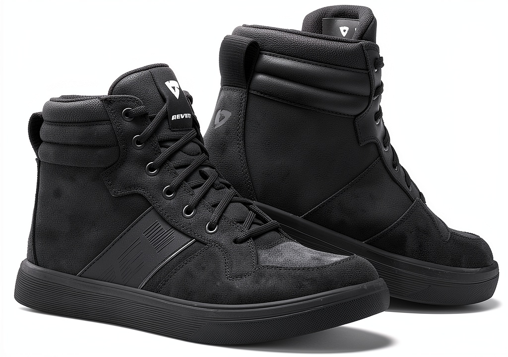 REVIT motorcycle boots on a city street
