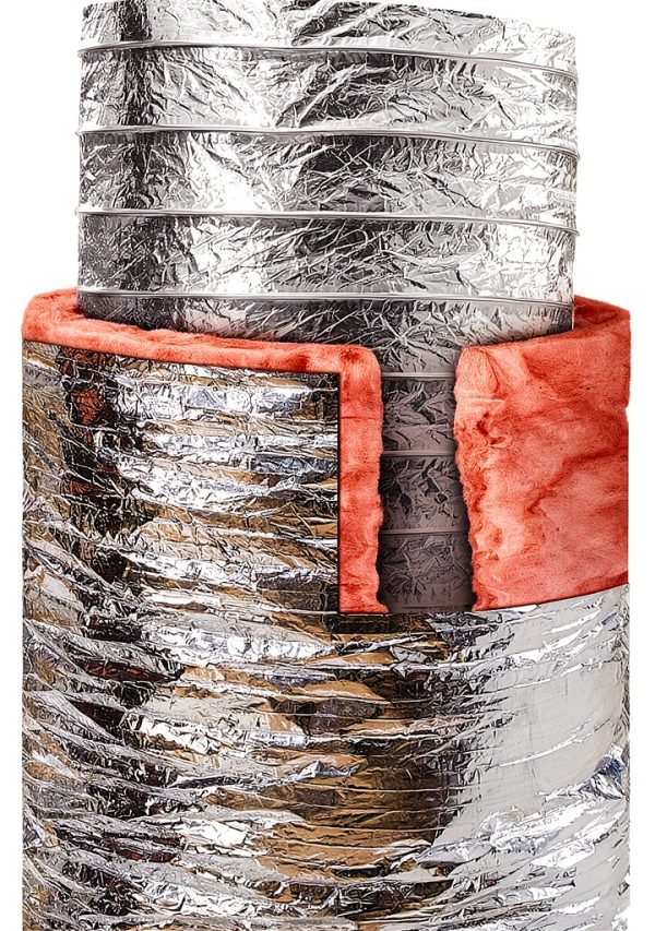 VEVOR Insulated Flexible Duct 8" x 25 Ft R-6.0，Energy-Efficient 3-Layer HVAC Hose with 2 Clamps for HVAC & Exhaust Ductwork-8