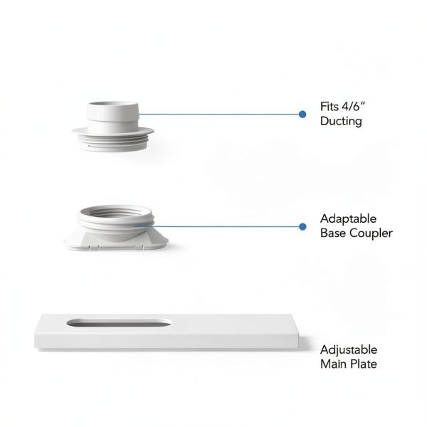 AC Infinity Window Duct Kit, Universal Vent Port for 4” and 6” Inline Fans, Window Vent Kit Fit with HVAC Ducting, Hoses, Duct Fans, Air Conditioner, and Dryer in Homes, Grow Tents, and Grow Rooms-2