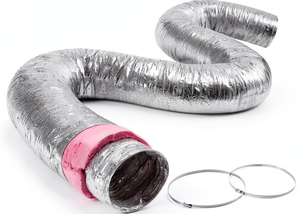 VEVOR Insulated Flexible Duct 8" x 25 Ft R-6.0，Energy-Efficient 3-Layer HVAC Hose with 2 Clamps for HVAC & Exhaust Ductwork-0