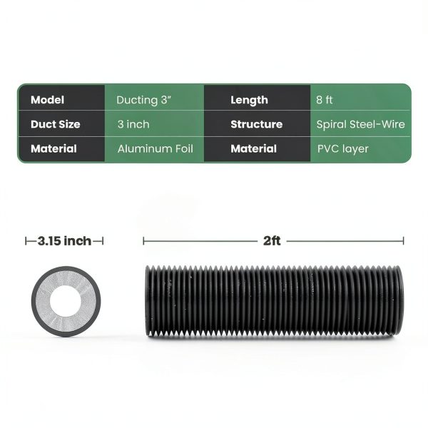 3 Inch Aluminum Ducting InfiniPower Dryer Vent Hose Gray 8ft-4