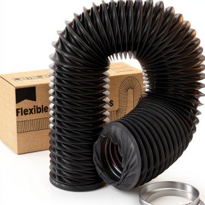 3 Inch Duct Hose HG Power Nylon HVAC Duct 8FT Black with 2 Clamps-0