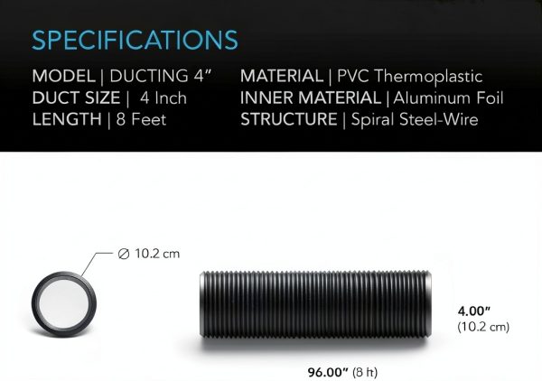AC Infinity Flexible 4-Inch Aluminum Ducting, Heavy-Duty Four-Layer Protection, 8-Feet Long for Heating Cooling Ventilation and Exhaust-4