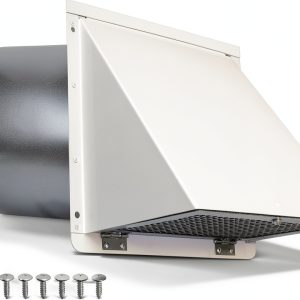 6 Inch Hooded Wall Vent JYINCPED Galvanized Steel White Exhaust Cover-0