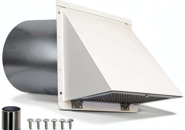 6 Inch Hooded Wall Vent JYINCPED Galvanized Steel White Exhaust Cover-0