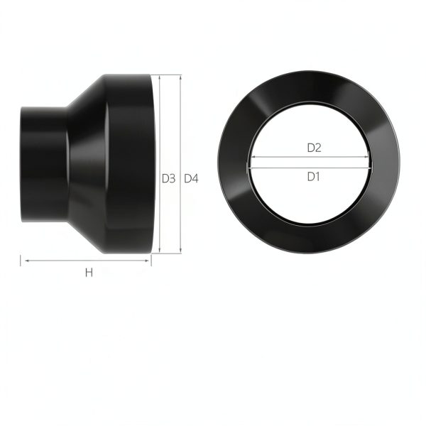 4 to 3 Inch Duct Reducer Hon&Guan Galvanized Steel Black HVAC-5