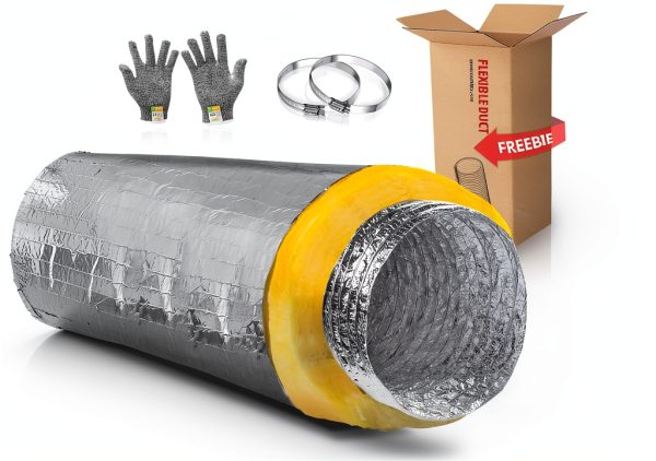 4 Inch Insulated Flexible Duct Cuchiilo HVAC 4'' R-4.2 25 ft-0