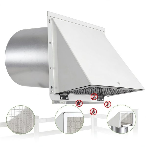 6 Inch Hooded Wall Vent JYINCPED Galvanized Steel White Exhaust Cover-2