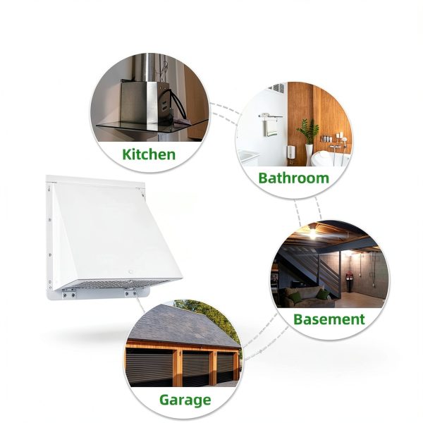 6 Inch Hooded Wall Vent JYINCPED Galvanized Steel White Exhaust Cover-6