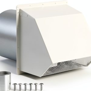 8 Inch Hooded Wall Vent with Screen and Damper,Outdoor Wall Exhaust Vent Cover Wall Cap for Exterior Kitchen Range Hood Ventilation Dryer HVAC Duct Air Exhaust, Galvanized Steel, White-0